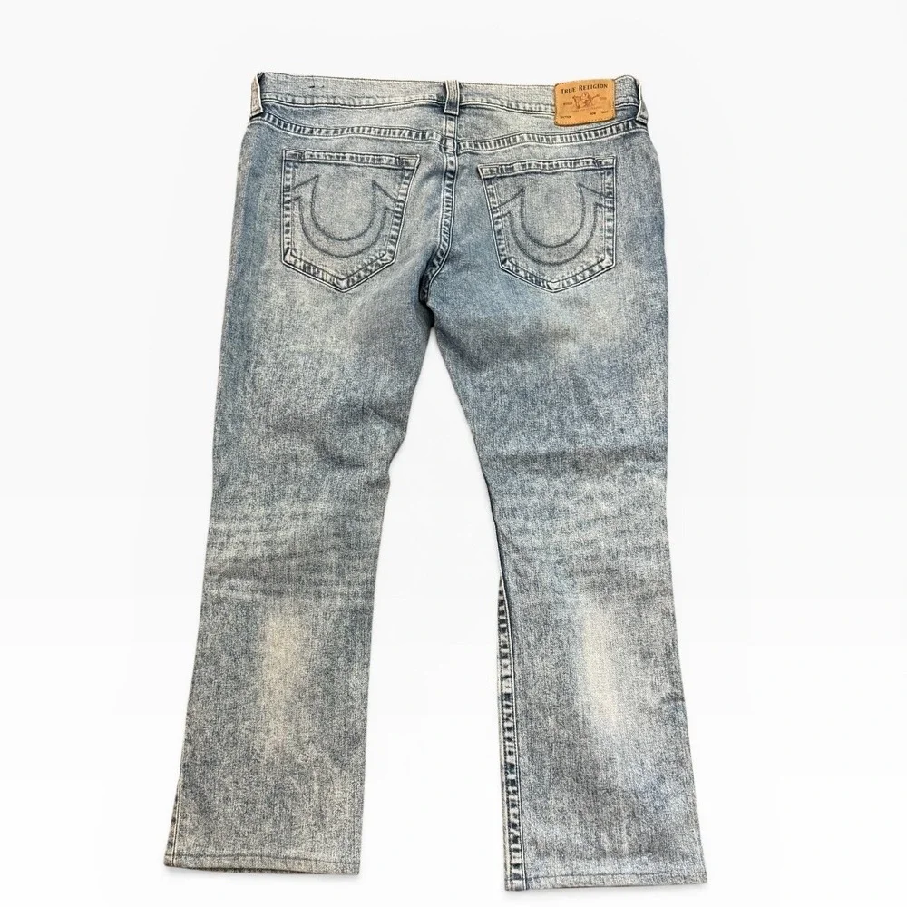 True‎ Religion Ricky Relaxed Straight Distressed Jeans Size 40x28.5 Western Logo